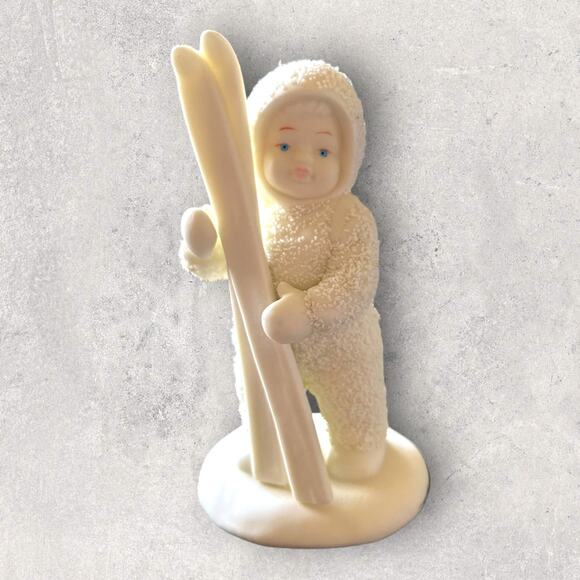 Dept 56 Snowbabies Lets Go Skiing Winter Tales Porcelain Figurine #6185-2 - Picture 1 of 8